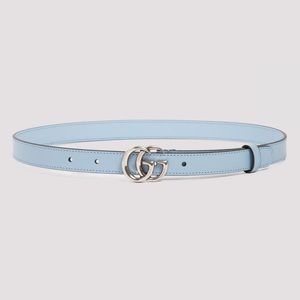 Women's Light Blue Thin Belt With Double G Buckle